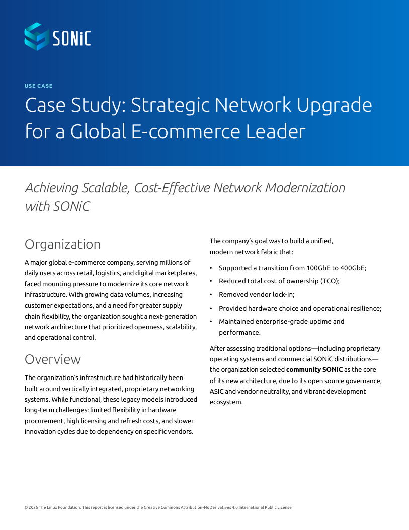 SONiC E-Commerce User Story